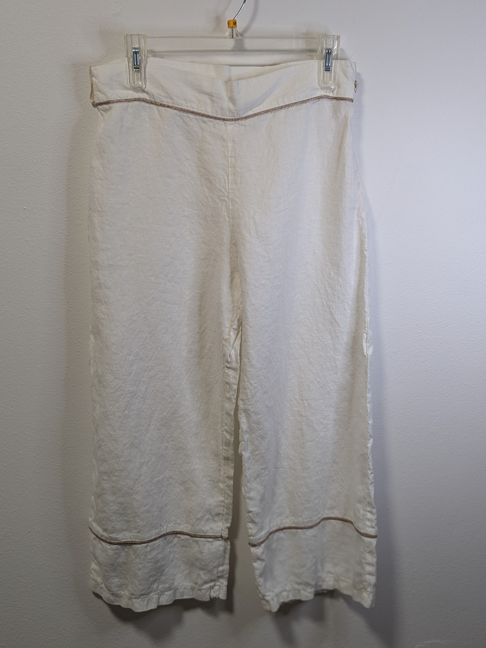 Women’s Cropped White Linen Wide Leg Pants